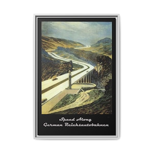 Vintage Autobahn Framed Canvas: 1930s German Travel Poster