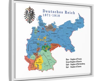 1871年から1918年までのドイツの地図（額入りキャンバス） - Etsy 日本