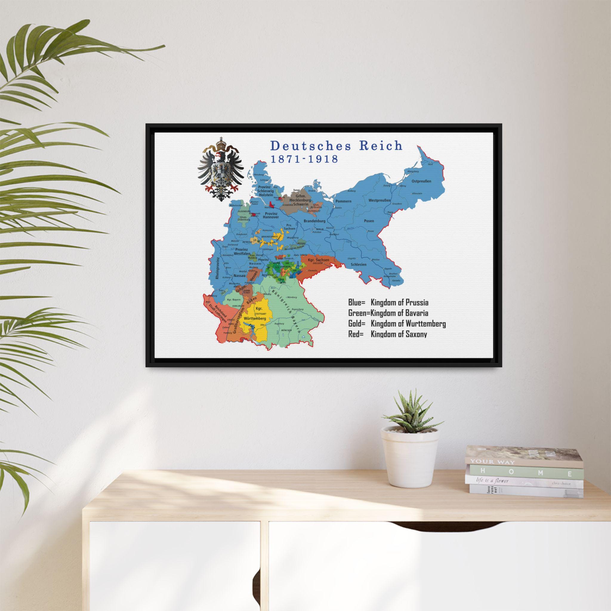 プロイセン王国の額入りキャンバス、1871年のドイツ地図 - Etsy 日本