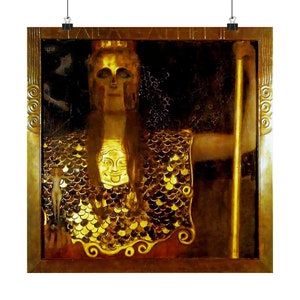 Palas Atenea de Gustav Klimt, 1898... Cartel de papel mate... Representación Jugendstil Art Nouveau de la diosa griega