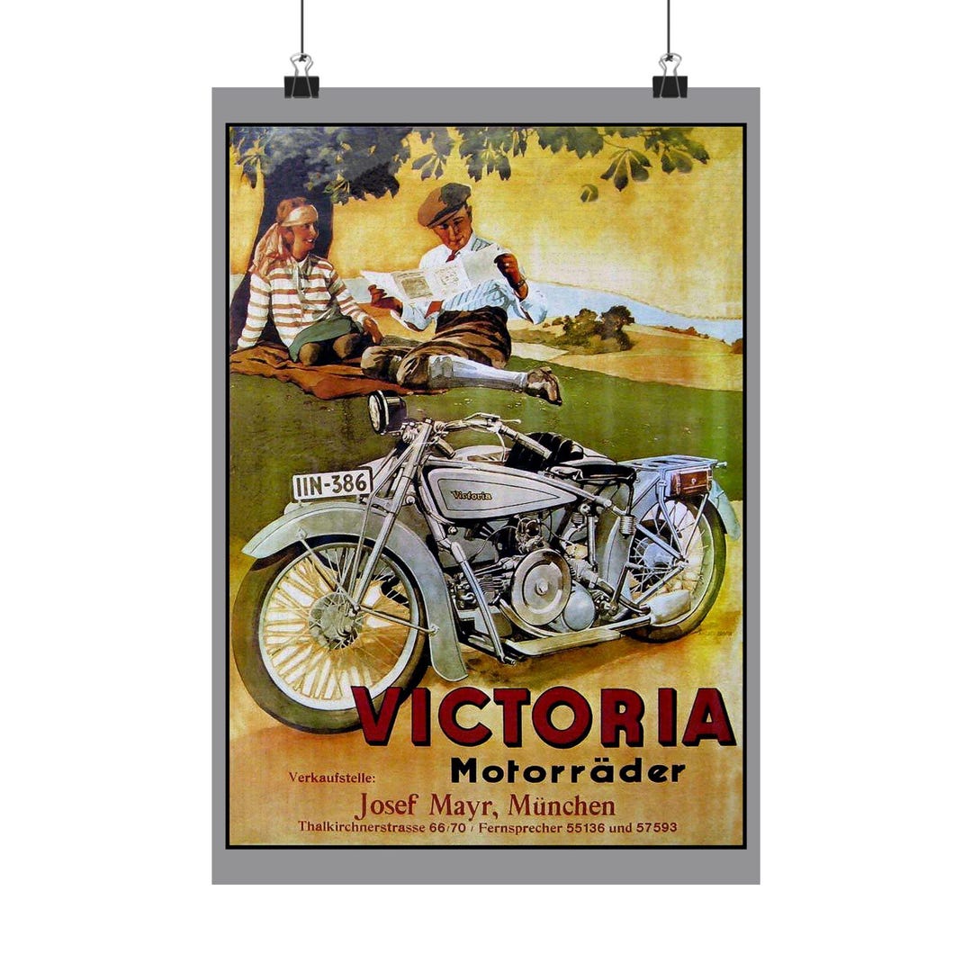 1920s Victoria Motorcycle Advertisement Poster – German Vintage