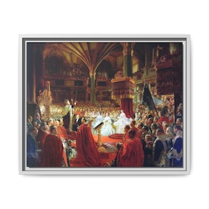 Framed Canvas Art, Prussian King Wilhelm Coronation 1864, Königsberg Castle, Kaiser Wilhelm I...3 sizes and 3 frame colors, Historical Decor