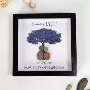 Personalized Sapphire Anniversary Gift For Parents, 45th Wedding Anniversary Gifts, Pebble Art For Couples, 45th Wedding Gift For Husband
