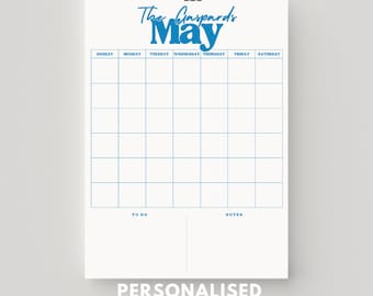 Personalised A3 Monthly Wall Planner, Individual Pages, Undated Wall Planner, Perpetual Calendar, Family Calendar, Family Planner