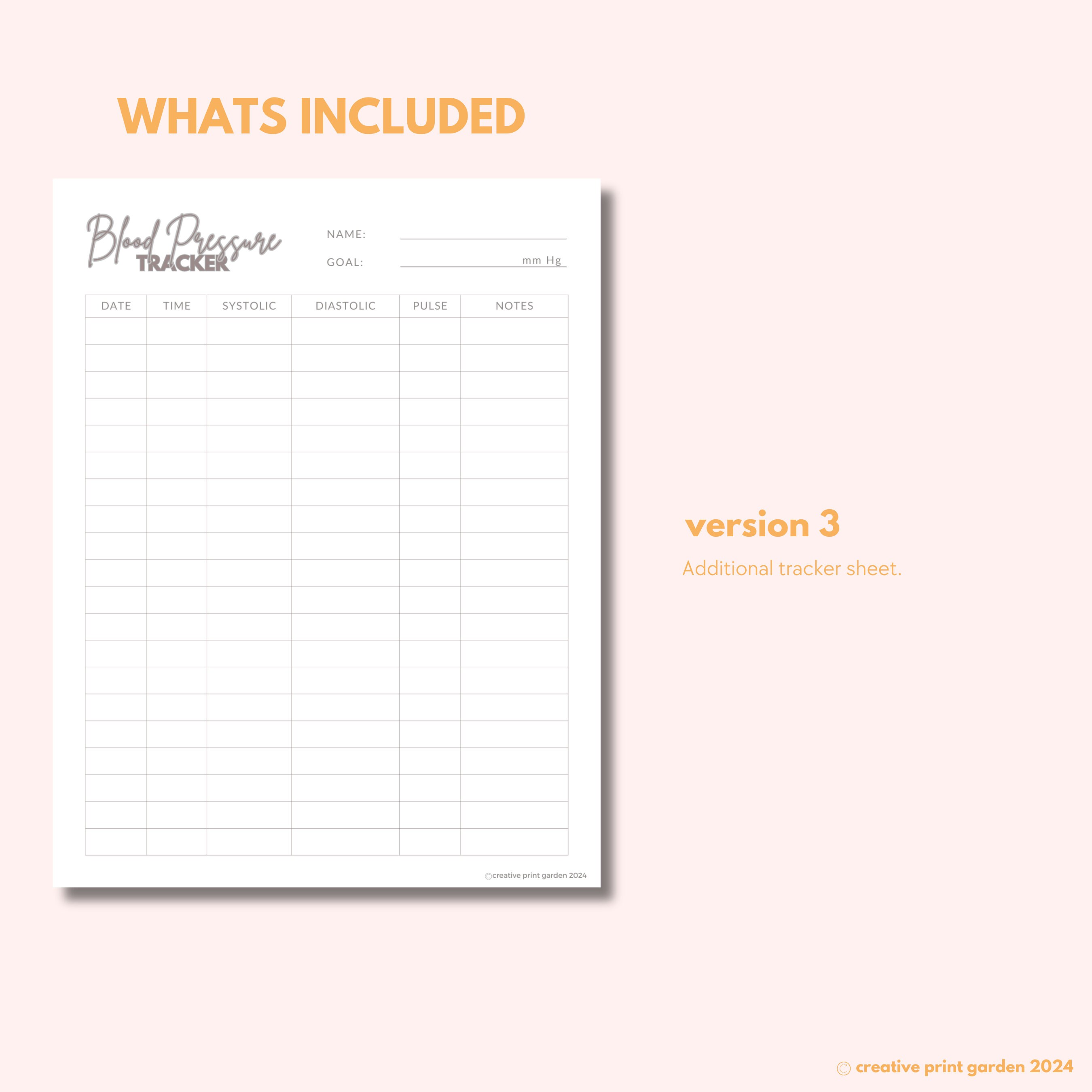 Blood Pressure Printable Tracker Daily Blood Pressure Log Medical Blood Pressure Printable Tracker Daily Blood Pressure Log Medical
