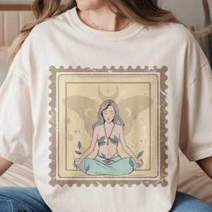 Comfort Colors Spiritual Shirt for Women, Yoga Lover Gift, Meditation Tee, Mystical Witch Moth Shirt, Feminine Energy T-Shirt, Witchy Gift