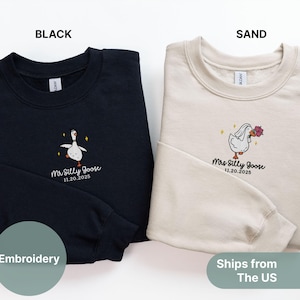 Custom Married Couple Matching Sweatshirt, Funny Mrs. and Mr. Silly Goose Sweater, Cute Newlyweds Crewneck Gift