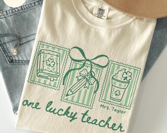 Custom Teacher St Patrick's Day Shirt, Comfort Colors Lucky Teacher St. Patty's Shamrock Tee, Teacher Teams Shirts