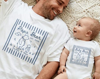 Custom Daddy and Me Matching Shirts, Papa Bear Baby Bear Outfits, Fathers Day Gift for New Dada