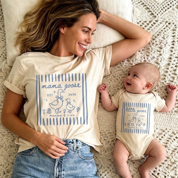 Custom Mama Mini Goose Matching Shirts, Silly Goose Mommy and Me Outfits, Mother's Day Gift from Baby