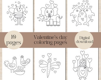 Valentine's Day Animal Coloring Pages for Kids (Printable PDF)