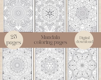 Mandala Coloring Pages for Adults, 25 Printable Sheets (PDF)