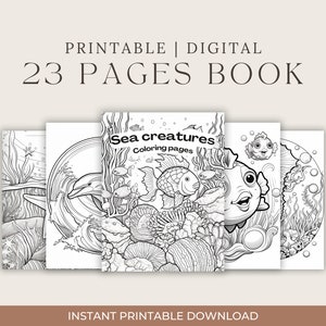 Coloring sheets sea creatures animals printable coloring pages for kids coloring book for adults