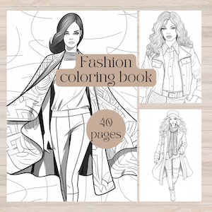 Fashion coloring book for kids and adults, printable coloring