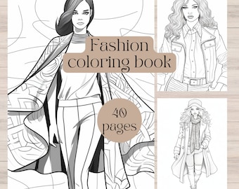 Fashion coloring book for kids and adults, printable coloring