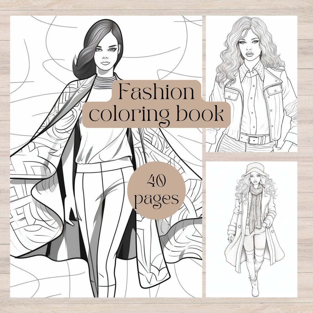 Fashion Coloring Book for Teenagers, Adults and Kids Age 10 up Fashion  Illustrations & Model Sketches 8,5x8,5 70 P Softcover 