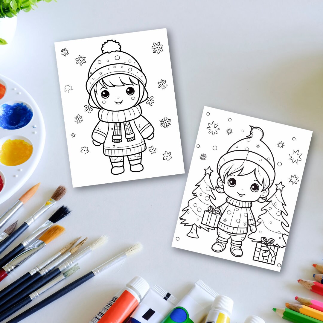 Winter Coloring Pages for Kids, Fun Holiday Activity for Kids - Etsy
