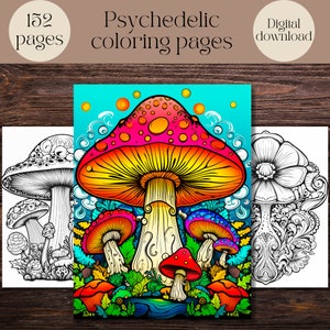 Mushroom Psychedelic Coloring Pages, Stoner Coloring Pages, Trippy Coloring, Printable Adult Coloring Pages, Stress Relief Coloring Pages