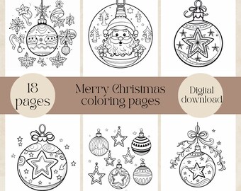 Christmas Coloring Pages for Kids, Festive Ornaments (Digital Download)