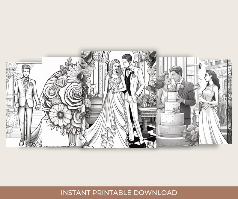 Wedding Coloring Book Printable Coloring Pages for Adults Coloring Book