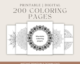 200 Mandala Coloring Pages for Adults & Kids (Printable Coloring Sheets)