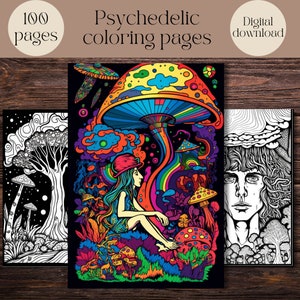 Psychedelic Coloring Pages for Adults, Trippy Stoner Coloring Book, Psychedelic Adult Coloring Book, Printable Coloring Pages