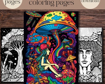 100 Psychedelic Coloring Pages, Trippy Designs (Printable PDF)