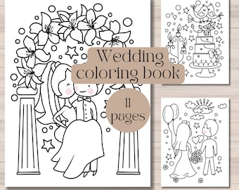 Wedding Coloring Book for Kids, Printable Activity Pages (PDF)