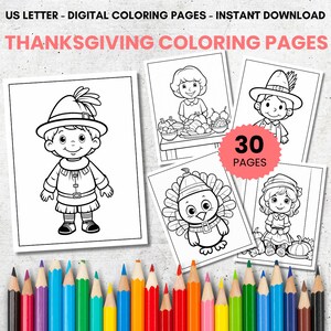 Happy Thanksgiving Coloring Sheets for Kids, Thanksgiving coloring pages, Fall Kids Coloring Book, Printable Coloring Pages