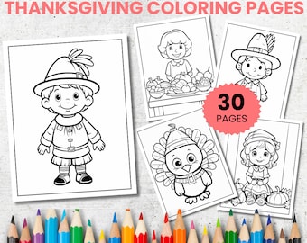 Thanksgiving Coloring Pages for Kids, Fall Activity (PDF Pattern)