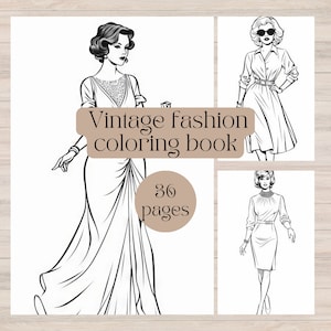 Vintage fashion coloring book for kids and adults