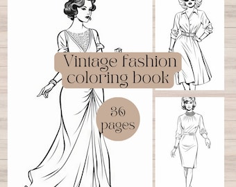 Vintage fashion coloring book for kids and adults