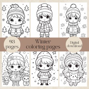 Winter coloring pages for kids, fun holiday activity for kids