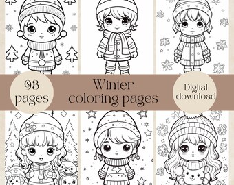 Dibujos para colorear de invierno para niños: actividad divertida para las fiestas (descarga digital)