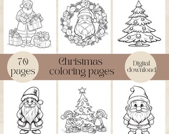 Christmas coloring pages for kids, instant download