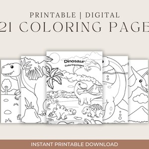 Dinosaur coloring pages for kids printable coloring sheets dinosaur printables digital coloring pages gift for kids