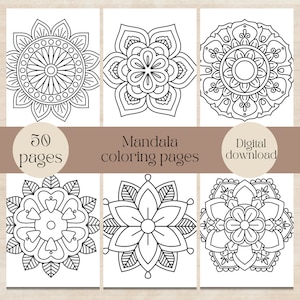 Easy Mandala Coloring Pages for Kids, Adults Mandala Coloring Pages, Greyscale Coloring Pages, Digital Coloring Book, Stress Relief