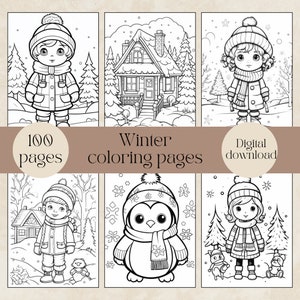 Winter coloring pages for kids, fun winter activity for kids, printable coloring