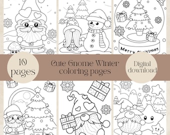 Disegni da colorare invernali con simpatici gnomi per bambini (PDF)