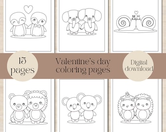 Valentine's Day Coloring Pages for Kids, Kids Coloring book, Animal Coloring Pages for Kids, Love Coloring book, Valentine Activity Pages