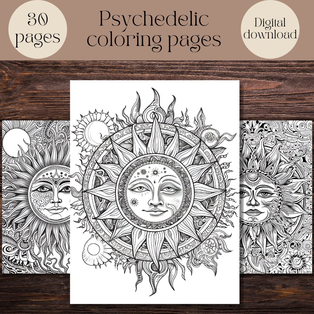 Psychedelic Adult Coloring Book, Trippy Designs (printable PDF) - Etsy