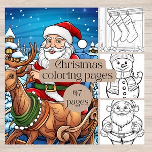 97 printable Christmas coloring pages for kids, instant download