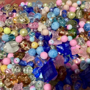 50g Glass Bead Pack Pastel Colour mix beads sizes 5-20mm