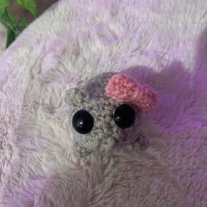 Sad hamster with bow plushie emotional support plush- kawaii stuffie with keychain- handmade chonky cute mini plush- rare custom toys