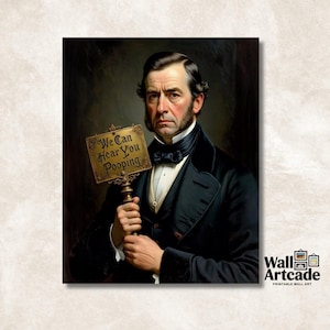 Funny Bathroom Art Print: Victorian Man Pooping Sign (Digital Download)