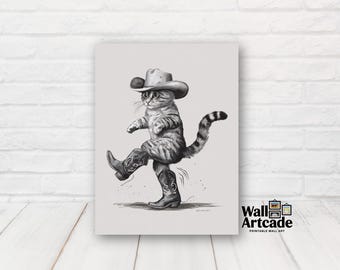 Cowboy Cat Art Print: Western Cat in Boots (Digital Download)