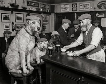 Irish Pub Dogs Photo Print: Vintage Bar and Speakeasy Wall Art