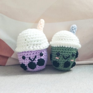 Boba Plushie Pillow Taro Boba Matcha Boba Crochet Amigurumi