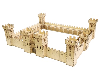 Duży drewniany zamek do zabawy | Konstruktor | Wymiary pasujące do figurek Lego