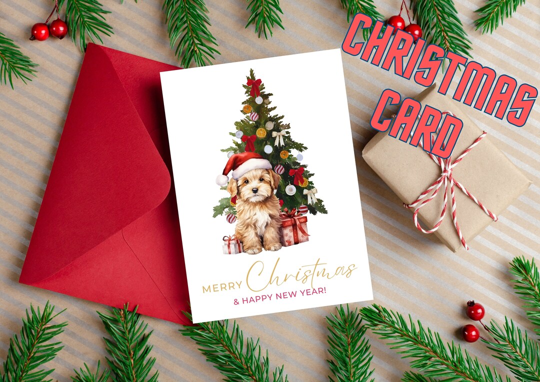 Cute Puppy Christmas Card Merry Christmas Printable Card Etsy